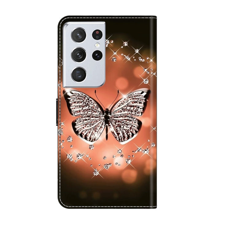 For Samsung Galaxy S21 Ultra Crystal 3D Shockproof Protective Leather Phone Case(Crystal Butterfly) - Galaxy S21 Ultra 5G Cases by buy2fix | Online Shopping UK | buy2fix