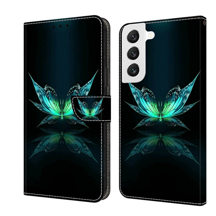 For Samsung Galaxy S22 Crystal 3D Shockproof Protective Leather Phone Case(Reflection Dutterfly) - Galaxy S22 5G Cases by buy2fix | Online Shopping UK | buy2fix