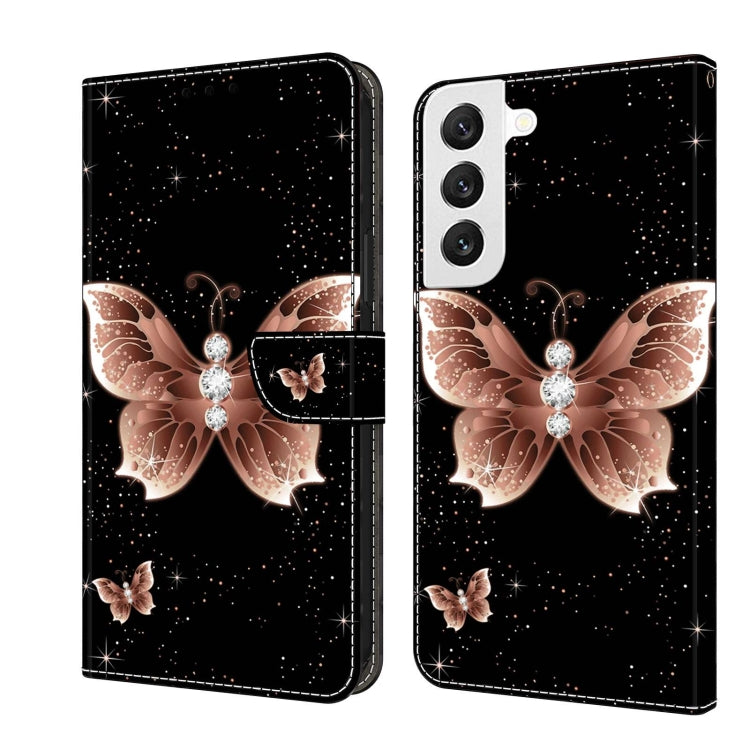 For Samsung Galaxy S22 Crystal 3D Shockproof Protective Leather Phone Case(Pink Diamond Butterfly) - Galaxy S22 5G Cases by buy2fix | Online Shopping UK | buy2fix