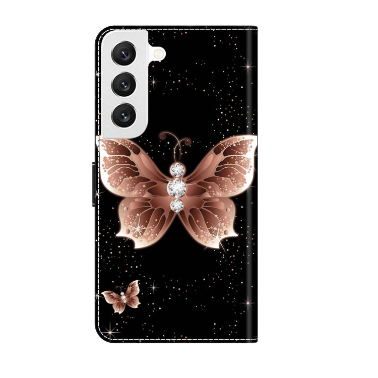 For Samsung Galaxy S22 Crystal 3D Shockproof Protective Leather Phone Case(Pink Diamond Butterfly) - Galaxy S22 5G Cases by buy2fix | Online Shopping UK | buy2fix