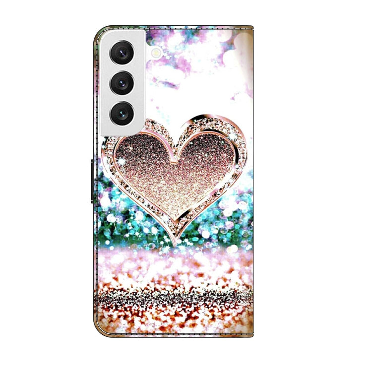 For Samsung Galaxy S22 Crystal 3D Shockproof Protective Leather Phone Case(Pink Diamond Heart) - Galaxy S22 5G Cases by buy2fix | Online Shopping UK | buy2fix