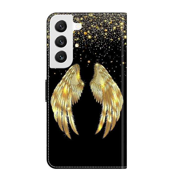 For Samsung Galaxy S22 Crystal 3D Shockproof Protective Leather Phone Case(Golden Wings) - Galaxy S22 5G Cases by buy2fix | Online Shopping UK | buy2fix