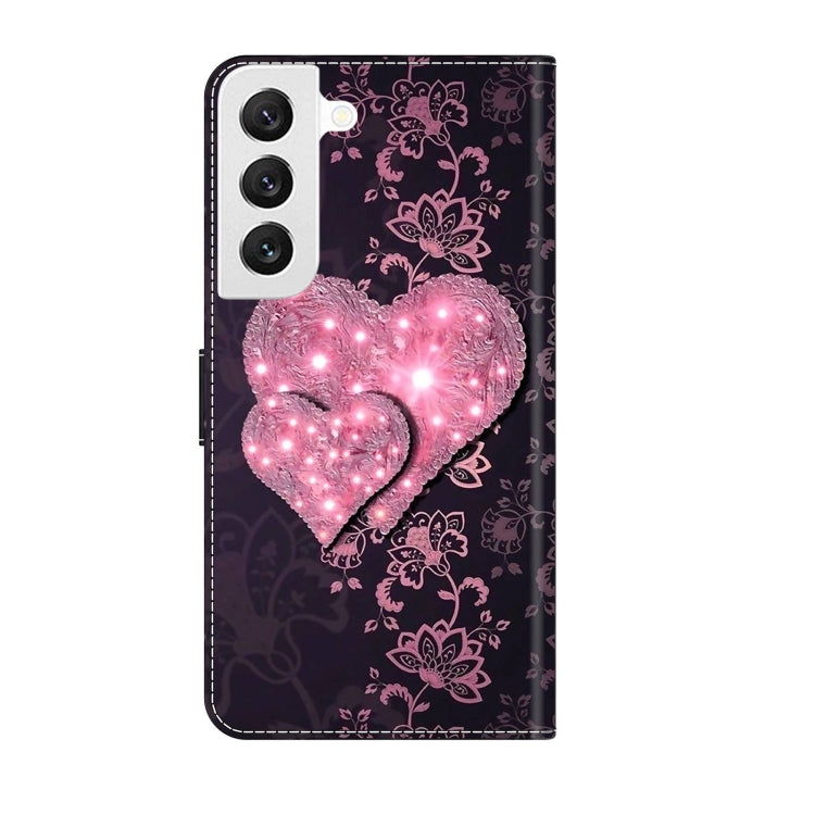 For Samsung Galaxy S22 Crystal 3D Shockproof Protective Leather Phone Case(Lace Love) - Galaxy S22 5G Cases by buy2fix | Online Shopping UK | buy2fix