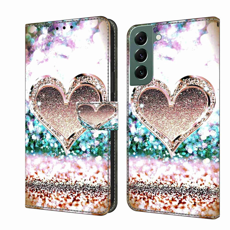 For Samsung Galaxy S22+ Crystal 3D Shockproof Protective Leather Phone Case(Pink Diamond Heart) - Galaxy S22+ 5G Cases by buy2fix | Online Shopping UK | buy2fix