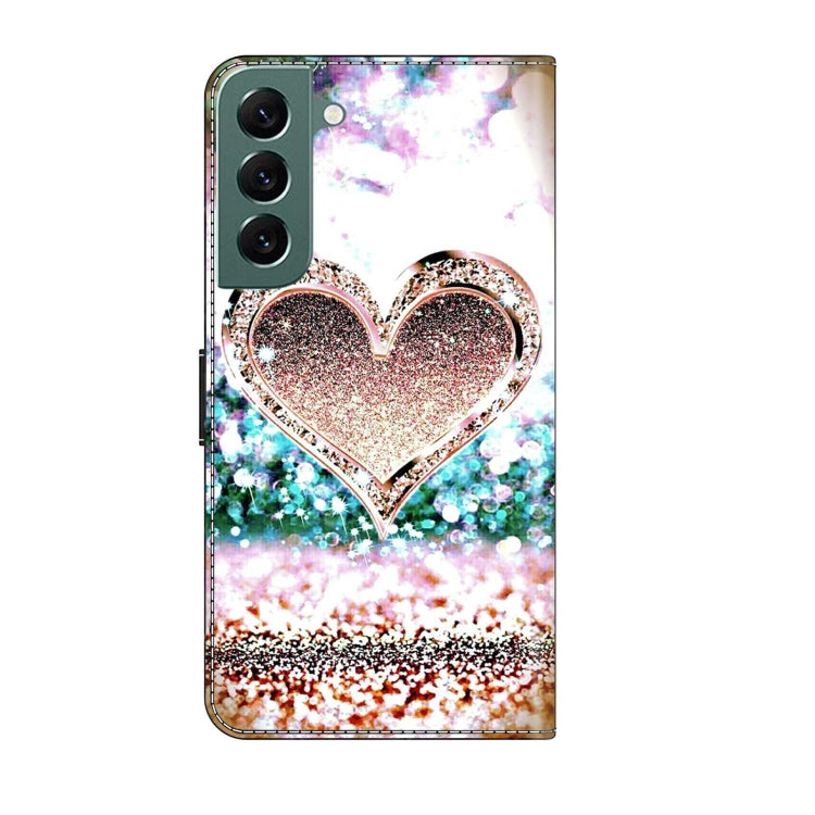 For Samsung Galaxy S22+ Crystal 3D Shockproof Protective Leather Phone Case(Pink Diamond Heart) - Galaxy S22+ 5G Cases by buy2fix | Online Shopping UK | buy2fix