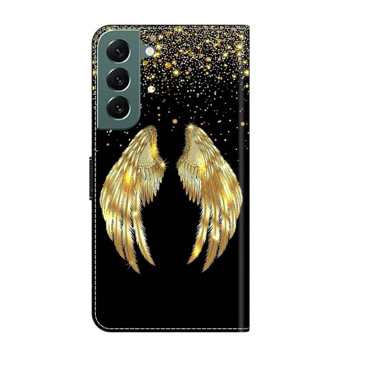For Samsung Galaxy S22+ Crystal 3D Shockproof Protective Leather Phone Case(Golden Wings) - Galaxy S22+ 5G Cases by buy2fix | Online Shopping UK | buy2fix