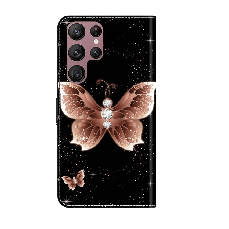 For Samsung Galaxy S22 Ultra Crystal 3D Shockproof Protective Leather Phone Case(Pink Diamond Butterfly) - Galaxy S22 Ultra 5G Cases by buy2fix | Online Shopping UK | buy2fix