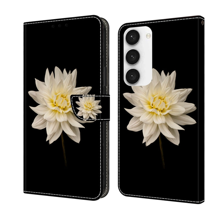 For Samsung Galaxy S23 Crystal 3D Shockproof Protective Leather Phone Case(White Flower) - Galaxy S23 5G Cases by buy2fix | Online Shopping UK | buy2fix
