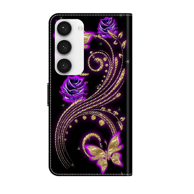 For Samsung Galaxy S23 Crystal 3D Shockproof Protective Leather Phone Case(Purple Flower Butterfly) - Galaxy S23 5G Cases by buy2fix | Online Shopping UK | buy2fix