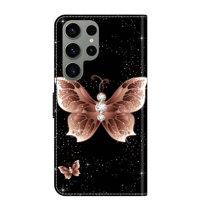 For Samsung Galaxy S23 Ultra Crystal 3D Shockproof Protective Leather Phone Case(Pink Diamond Butterfly) - Galaxy S23 Ultra 5G Cases by buy2fix | Online Shopping UK | buy2fix