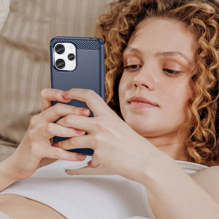 For Xiaomi Redmi 12 Carbon Fiber Brushed Texture TPU Phone Case(Blue) by buy2fix