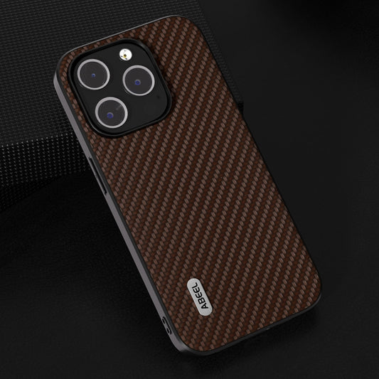 For iPhone 15 ABEEL Carbon Fiber Texture Protective Phone Case(Dark Brown) by buy2fix