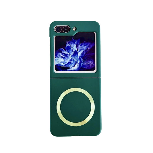 For Samsung Galaxy Z Flip5 Skin Feel Magsafe Magnetic Shockproof PC Phone Case(Dark Green) by buy2fix