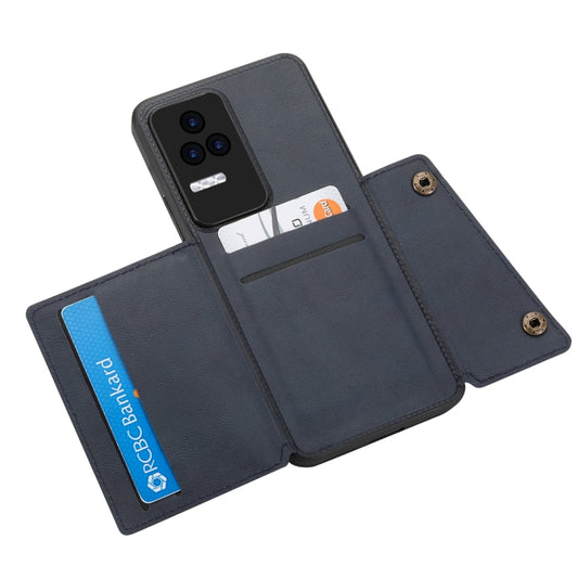 For Xiaomi Redmi K40S / Poco F4 Double Buckle Card Slots Magnetic Phone Case(Blue) by buy2fix