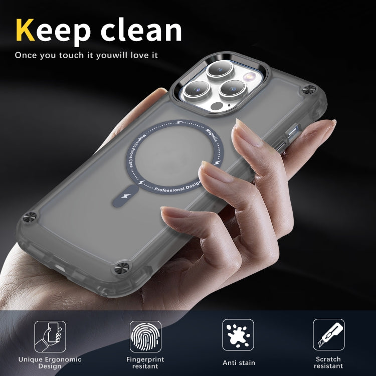 For iPhone 14 Skin Feel TPU + PC MagSafe Magnetic Phone Case(Transparent Black) - iPhone 14 Cases by buy2fix | Online Shopping UK | buy2fix
