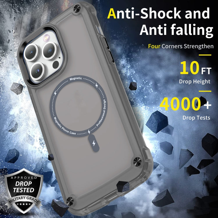 For iPhone 14 Skin Feel TPU + PC MagSafe Magnetic Phone Case(Transparent Black) - iPhone 14 Cases by buy2fix | Online Shopping UK | buy2fix