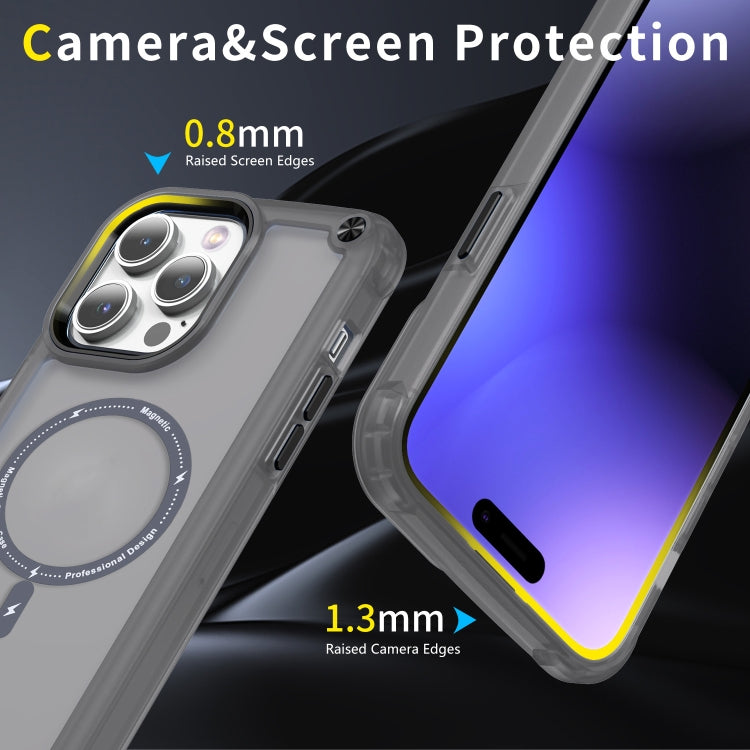 For iPhone 14 Skin Feel TPU + PC MagSafe Magnetic Phone Case(Transparent Black) - iPhone 14 Cases by buy2fix | Online Shopping UK | buy2fix