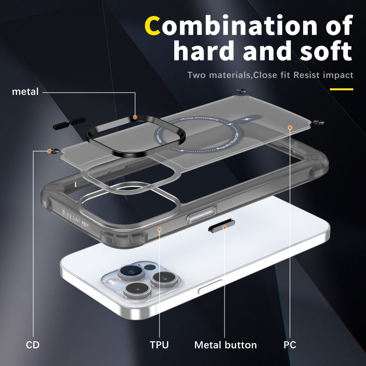 For iPhone 14 Skin Feel TPU + PC MagSafe Magnetic Phone Case(Transparent Black) - iPhone 14 Cases by buy2fix | Online Shopping UK | buy2fix