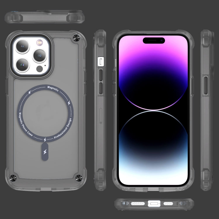 For iPhone 14 Skin Feel TPU + PC MagSafe Magnetic Phone Case(Transparent Black) - iPhone 14 Cases by buy2fix | Online Shopping UK | buy2fix