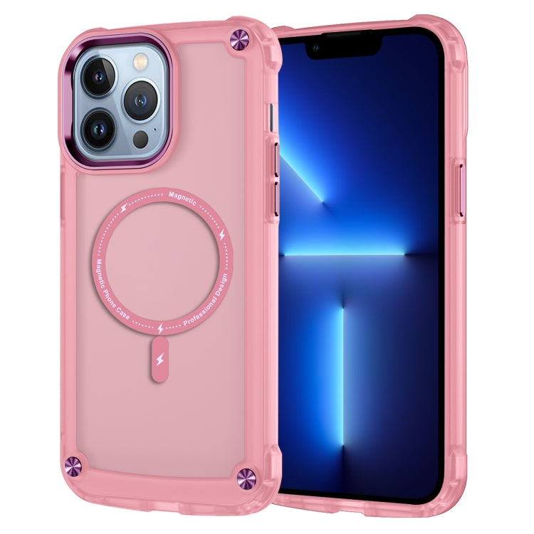 For iPhone 13 Pro Skin Feel TPU + PC MagSafe Magnetic Phone Case(Transparent Pink) - iPhone 13 Pro Cases by buy2fix | Online Shopping UK | buy2fix