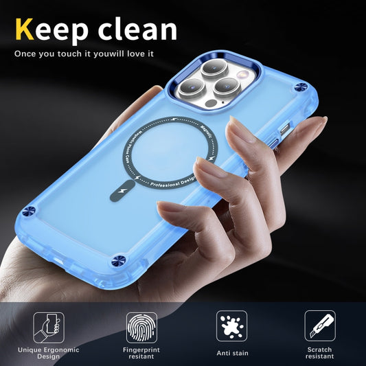 For iPhone 12 Pro Max Skin Feel TPU + PC MagSafe Magnetic Phone Case(Transparent Blue) by buy2fix