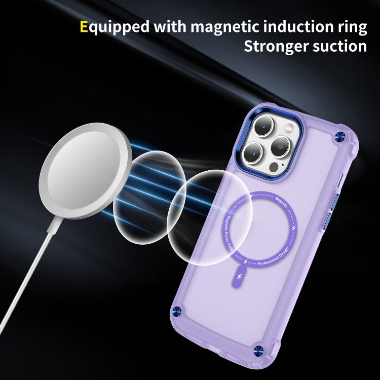 For iPhone 15 Skin Feel TPU + PC MagSafe Magnetic Phone Case(Transparent Purple) by buy2fix
