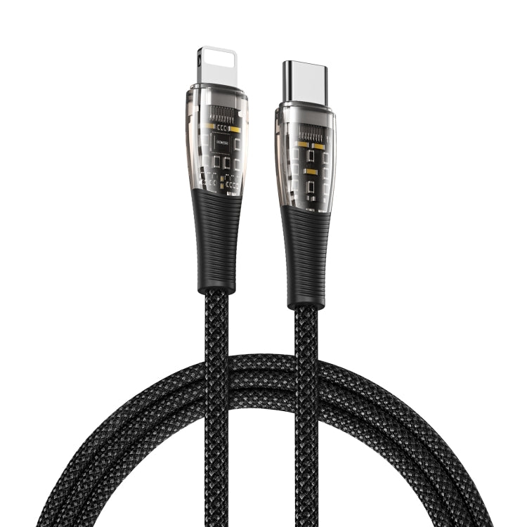 DUZZONA A5 PD 20W USB-C/Type-C to 8 Pin Transparent Fast Charging Data Cable, Length: 1m(Black) - 2 in 1 Cable by DUZZONA | Online Shopping UK | buy2fix