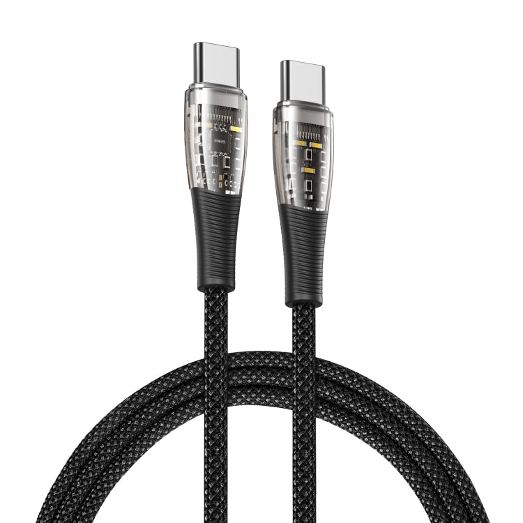 DUZZONA A6 65W USB-C/Type-C to USB-C/Type-C Transparent Fast Charging Data Cable, Length: 1m(Black) - USB-C & Type-C Cable by DUZZONA | Online Shopping UK | buy2fix