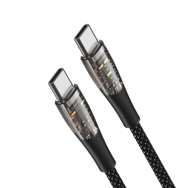 DUZZONA A6 65W USB-C/Type-C to USB-C/Type-C Transparent Fast Charging Data Cable, Length: 1m(Black) - USB-C & Type-C Cable by DUZZONA | Online Shopping UK | buy2fix