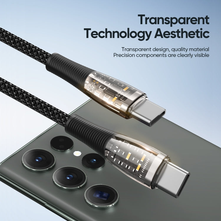 DUZZONA A6 65W USB-C/Type-C to USB-C/Type-C Transparent Fast Charging Data Cable, Length: 1m(Black) - USB-C & Type-C Cable by DUZZONA | Online Shopping UK | buy2fix