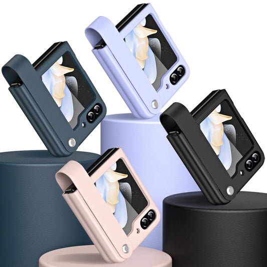 For Samsung Galaxy Z Flip5 Hand Strap Type Leather Phone Case(Pink) by buy2fix