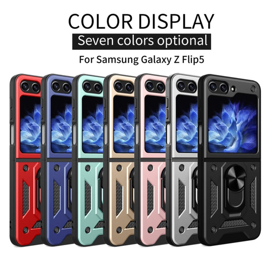 For Samsung Galaxy Z Flip5 Armor Magnetic Bracket TPU+PC Phone Case(Blue) by buy2fix