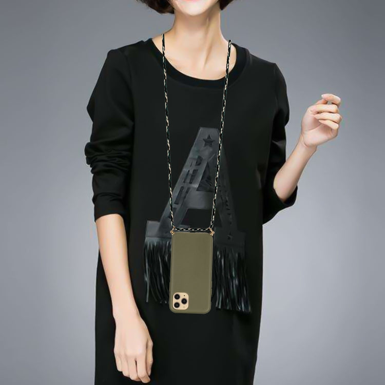 For iPhone 15 Pro Max Wheat Straw Material + TPU Phone Case with Lanyard(Army Green) by buy2fix