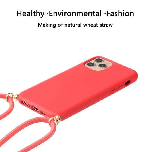 For iPhone 15 Pro Wheat Straw Material + TPU Phone Case with Lanyard(Red) by buy2fix