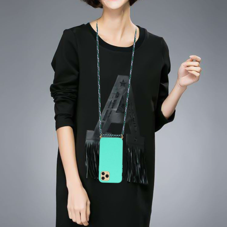 For iPhone 15 Pro Wheat Straw Material + TPU Phone Case with Lanyard(Green) by buy2fix