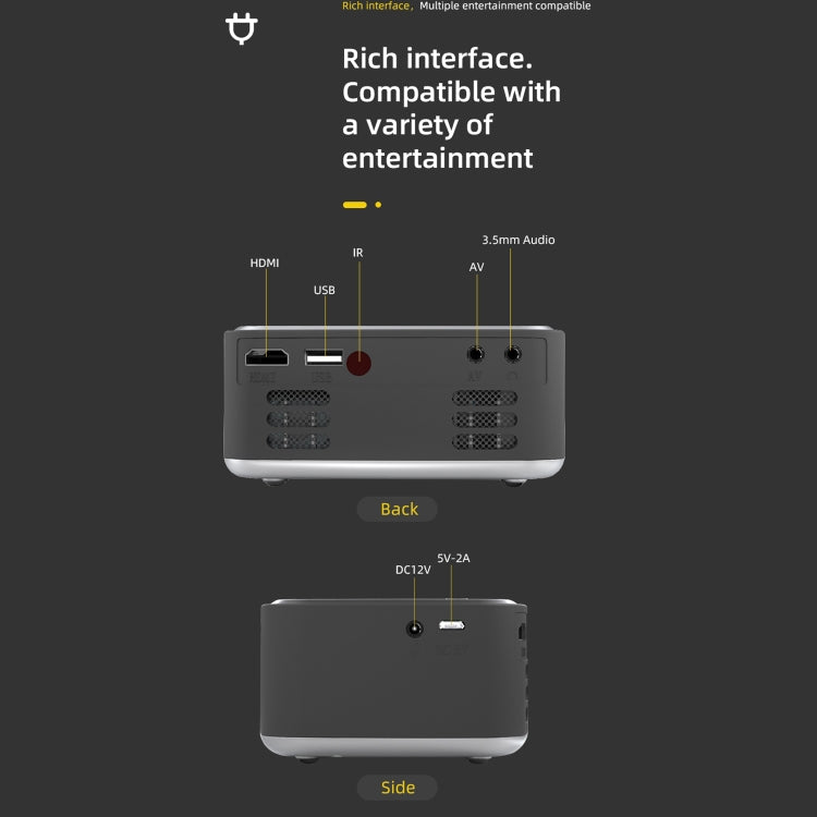 T20 320x240 400 Lumens Basic Version Portable Home Theater LED HD Digital Projector, Plug Type:EU Plug(Yellow) by buy2fix