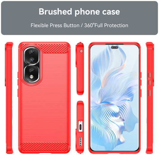For Honor 90 Pro Brushed Texture Carbon Fiber TPU Phone Case(Red) by buy2fix