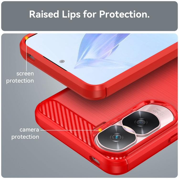 For Honor 90 / 80 Brushed Texture Carbon Fiber TPU Phone Case(Red) - Honor Cases by buy2fix | Online Shopping UK | buy2fix