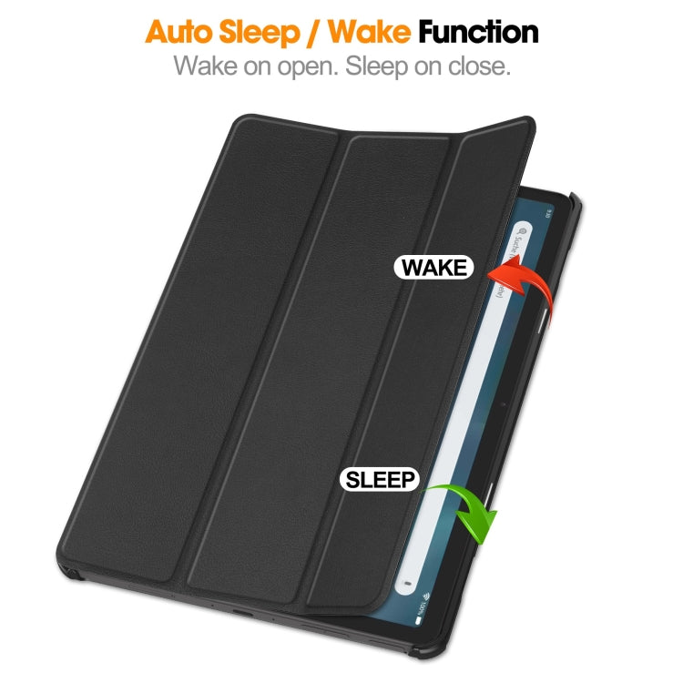 For Amazon Fire Max 11 Custer Pure Color 3-Fold Holder Smart Leather Tablet Case(Black) - Amazon by buy2fix | Online Shopping UK | buy2fix
