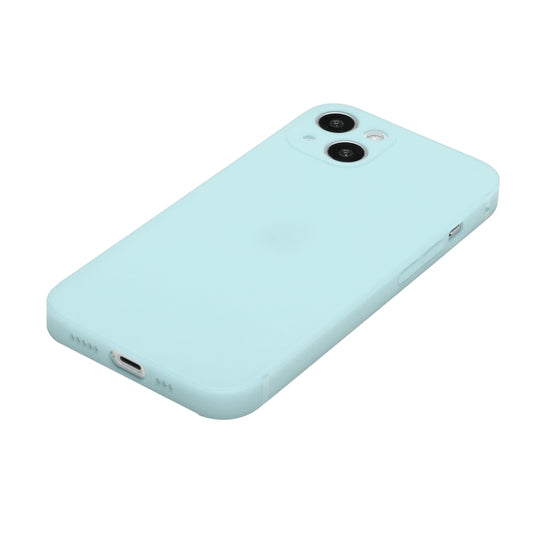 For iPhone 15 Straight Edge Solid Color TPU Shockproof Phone Case(Light Cyan) by buy2fix