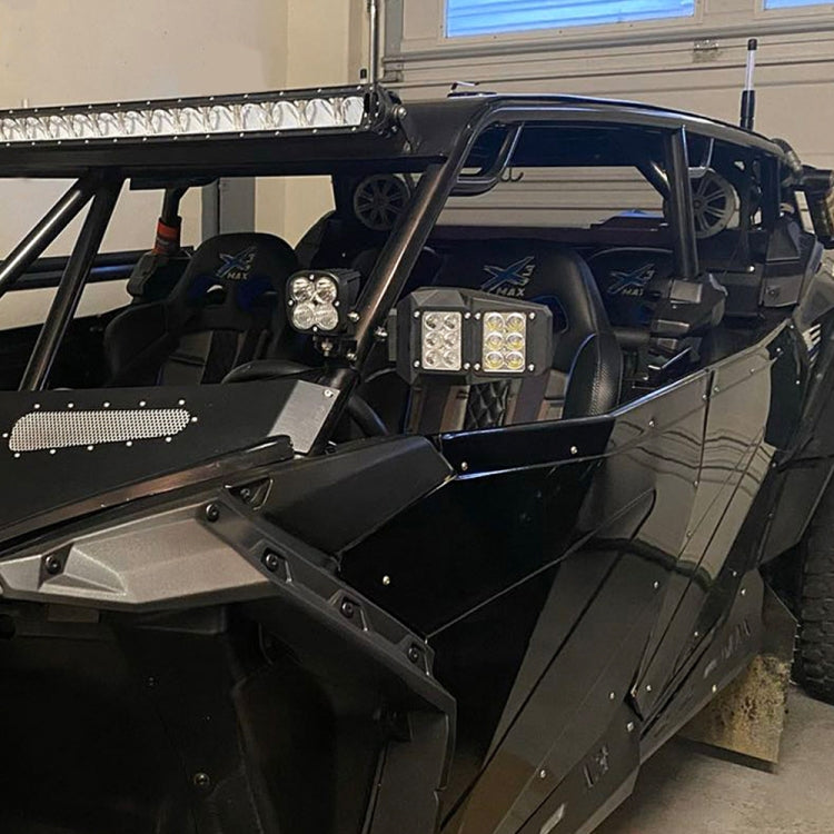 For 1.75 - 2 inch UTV-26 UTV / ATV Three Color Rear Frame Reflective Mirror with LED Lights by buy2fix