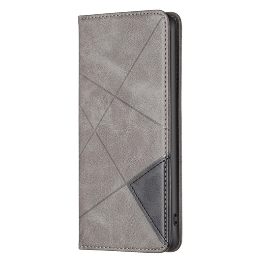 For iPhone 15 Plus Rhombus Texture Magnetic Leather Phone Case(Grey) by buy2fix