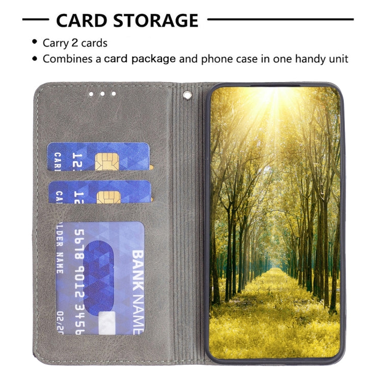 For iPhone 15 Rhombus Texture Magnetic Leather Phone Case(Grey) - iPhone 15 Cases by buy2fix | Online Shopping UK | buy2fix