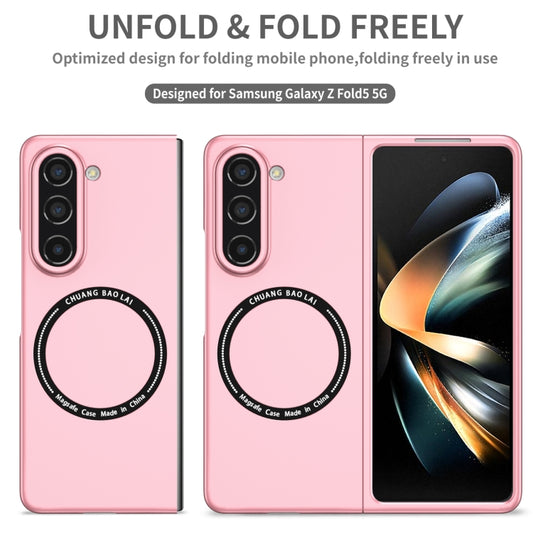 For Samsung Galaxy Z Fold5 Magsafe Magnetic Folding PC Phone Case(Pink) by buy2fix