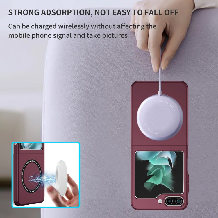 For Samsung Galaxy Z Flip5 5G Magsafe Magnetic Folding PC Phone Case(Wine Red) by buy2fix
