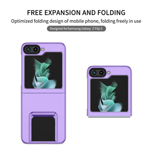 For Samsung Galaxy Z Flip5 5G Three-dimensional Folding Holder PC Phone Case(Purple) by buy2fix