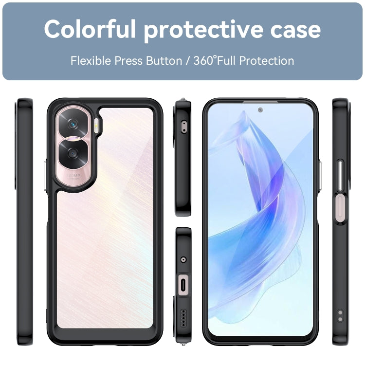 For Honor 90 Lite Colorful Series Acrylic Hybrid TPU Phone Case(Black) - Honor Cases by buy2fix | Online Shopping UK | buy2fix