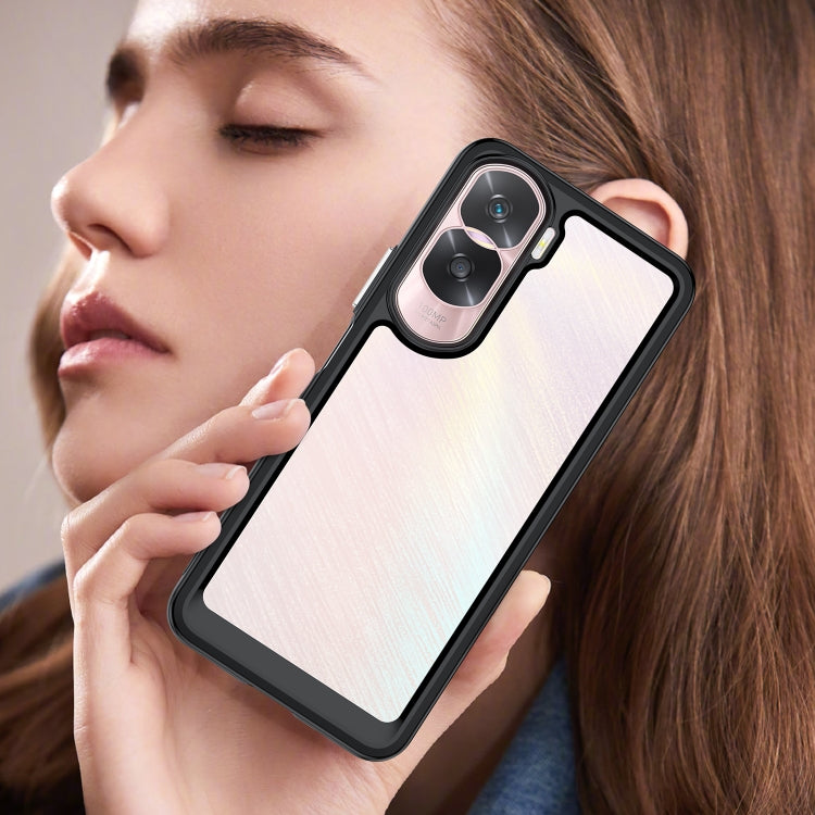 For Honor 90 Lite Colorful Series Acrylic Hybrid TPU Phone Case(Black) - Honor Cases by buy2fix | Online Shopping UK | buy2fix