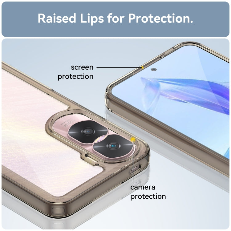 For Honor 90 Lite Colorful Series Acrylic Hybrid TPU Phone Case(Transparent Grey) - Honor Cases by buy2fix | Online Shopping UK | buy2fix