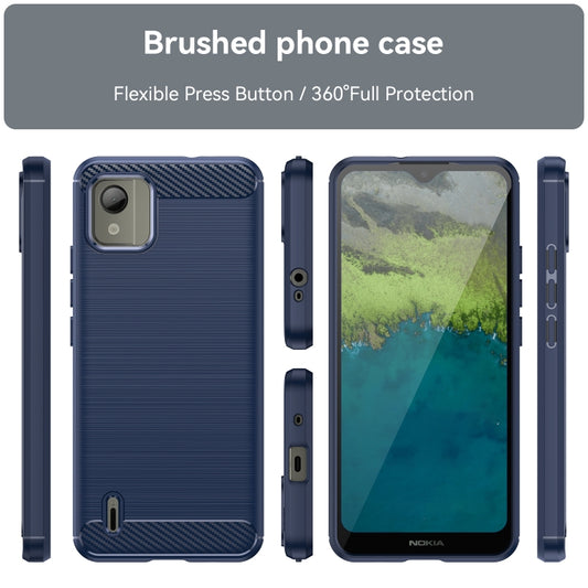 For Nokia C110 Brushed Texture Carbon Fiber TPU Phone Case(Blue) by buy2fix